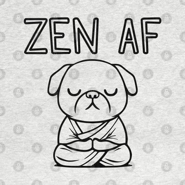 Cute Zen AF Meditating Cartoon Monk Pug Dog (outlines) by Elvdant